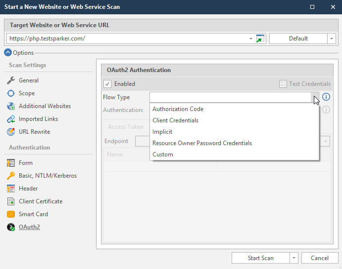 OAuth2 Authentication Feature - Custom flow type