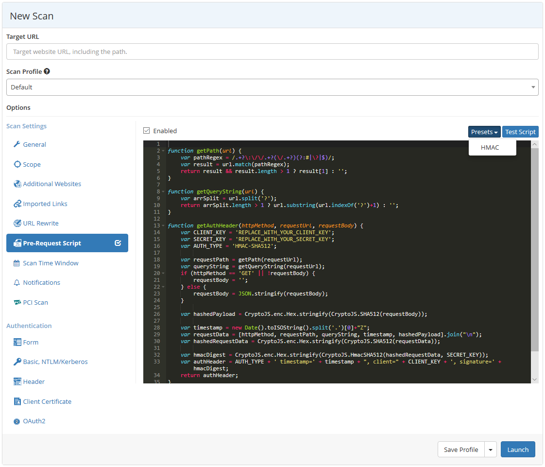 Pre-Request Script Feature