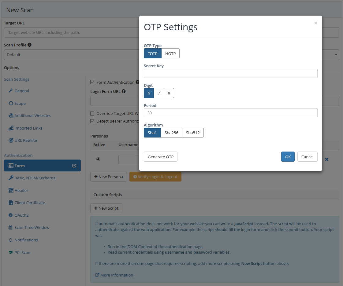 OTP Support for Form Authentication