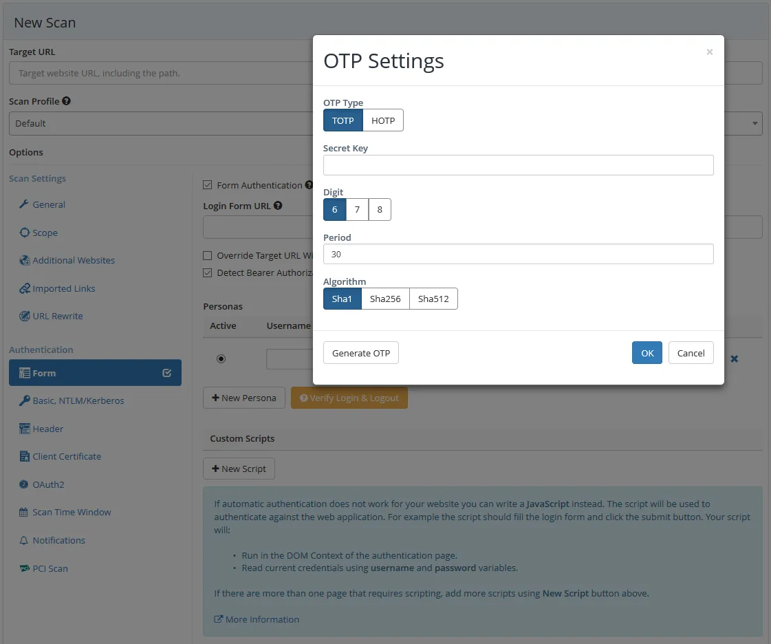 OTP Support for Form Authentication