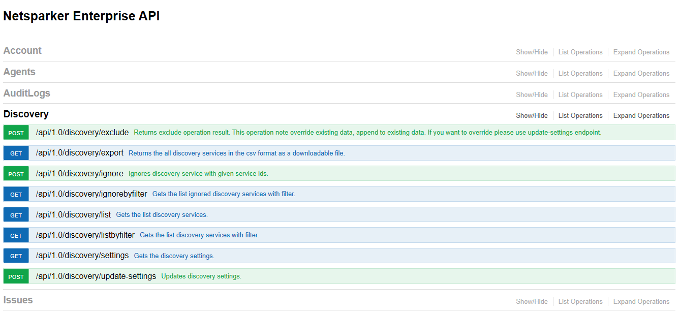 API Support for Discovery Service