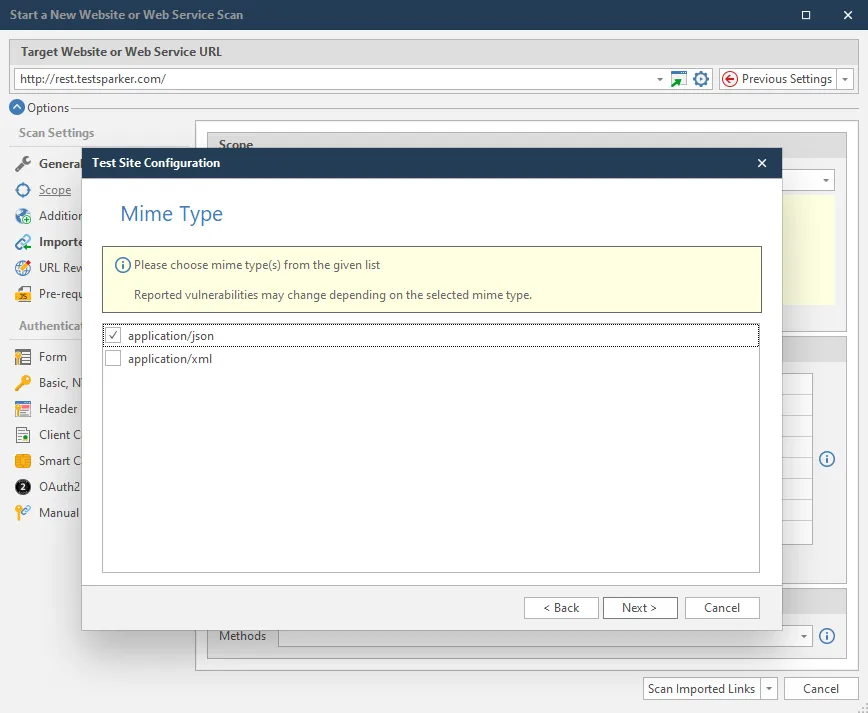 Mime Type Step for Test Website Configuration
