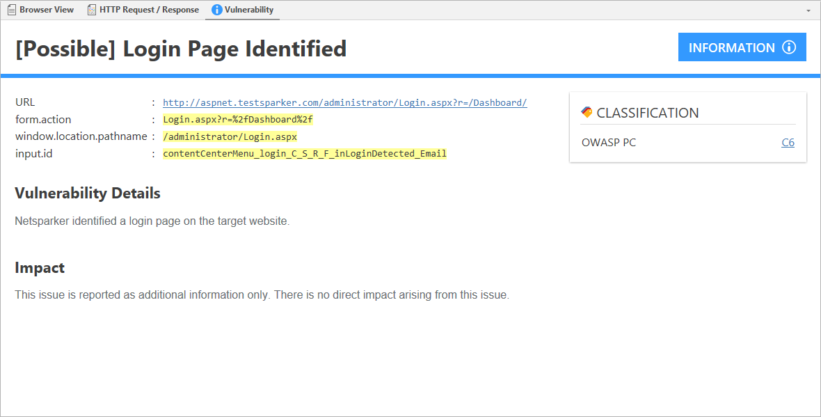 Login Page Identified