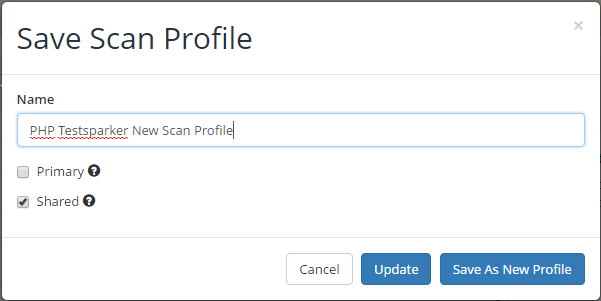 Tick the Shared checkbox to share the Scan Profile with other Netsparker Enterprise team members