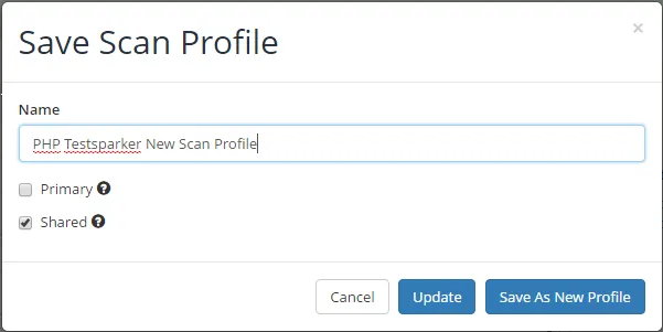 Tick the Shared checkbox to share the Scan Profile with other Netsparker Enterprise team members