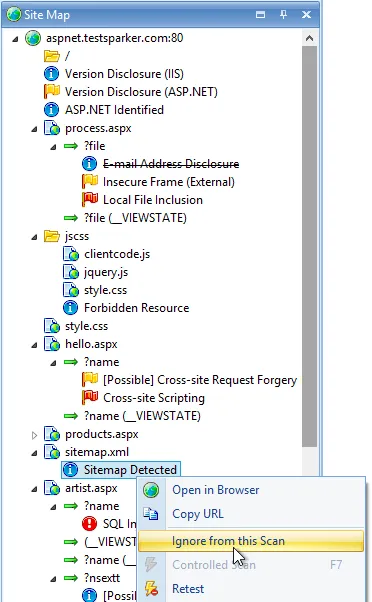 It is possible to exclude a vulnerability from a web vulnerability scan result and not having it in the report with Netsparker