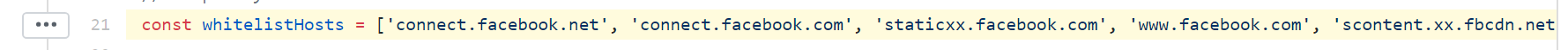 The Facebook URLs that are used to track users were included in this whitelist.