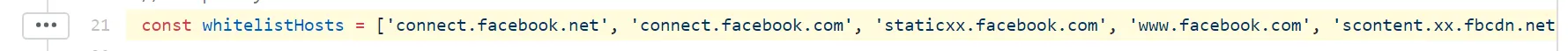 The Facebook URLs that are used to track users were included in this whitelist.