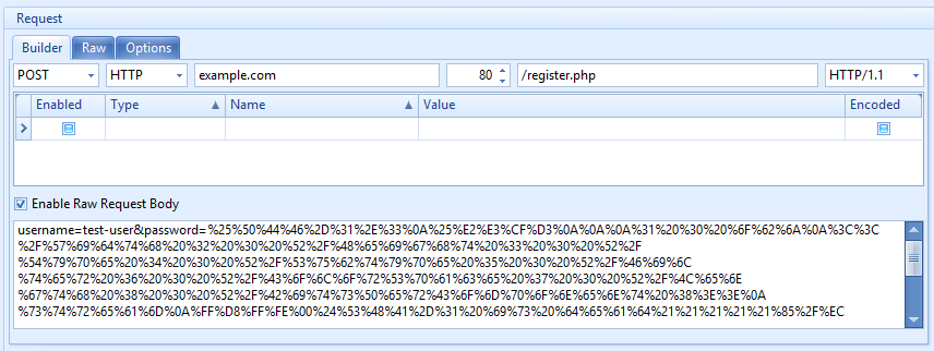 Interception of the user registration HTTP request with a proxy.