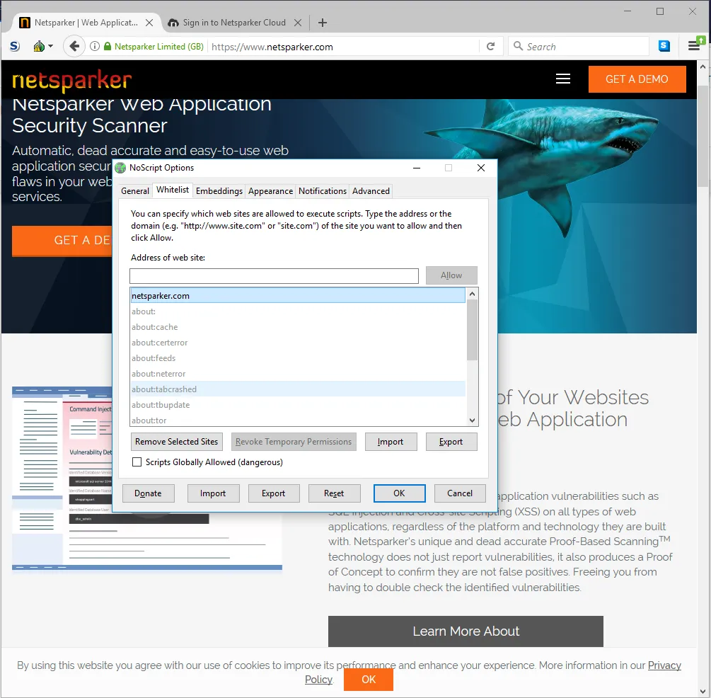 Script Blocking Feature