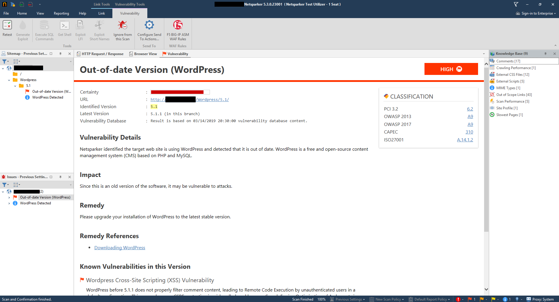 out-of-date WordPress version