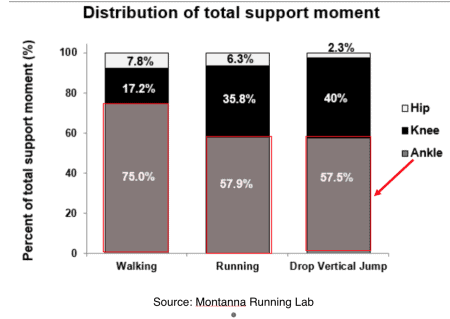 running forces joints of ankle, knee and hip for calf strain