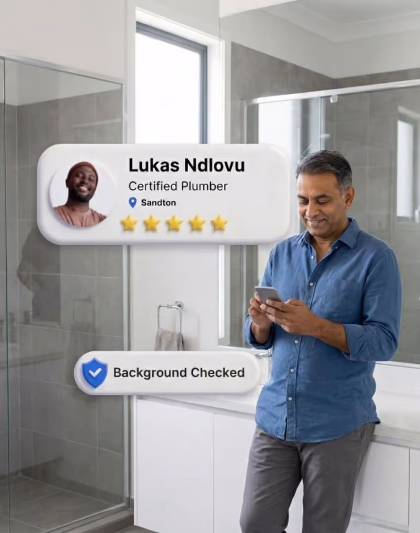 An image of a man booking a trusted and vetted Pro on Kandua