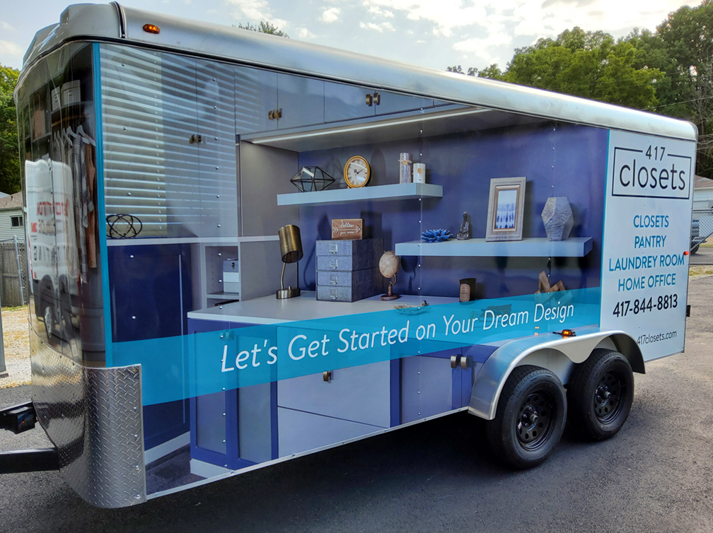 Enclosed Trailer advertising wrap for cabinet business