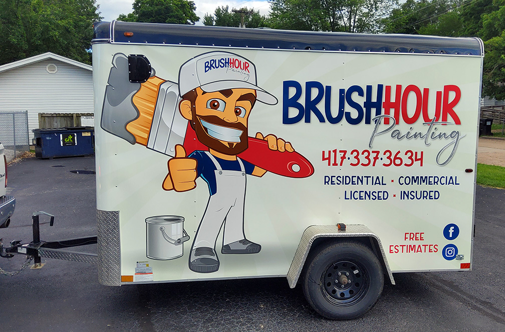 Painting business theme enclosed trailer wrap