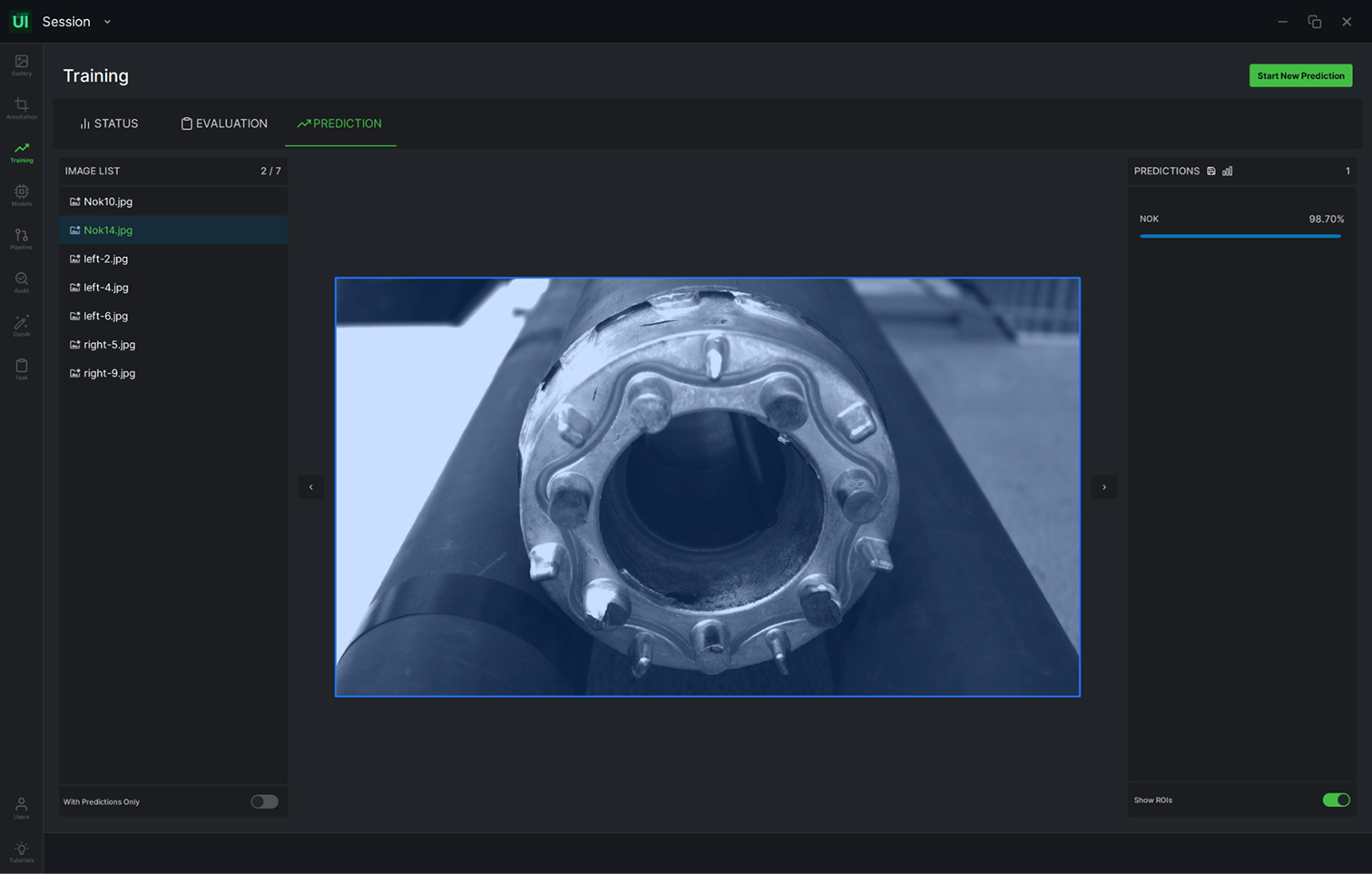A rotor classified as NOK by the pipeline.