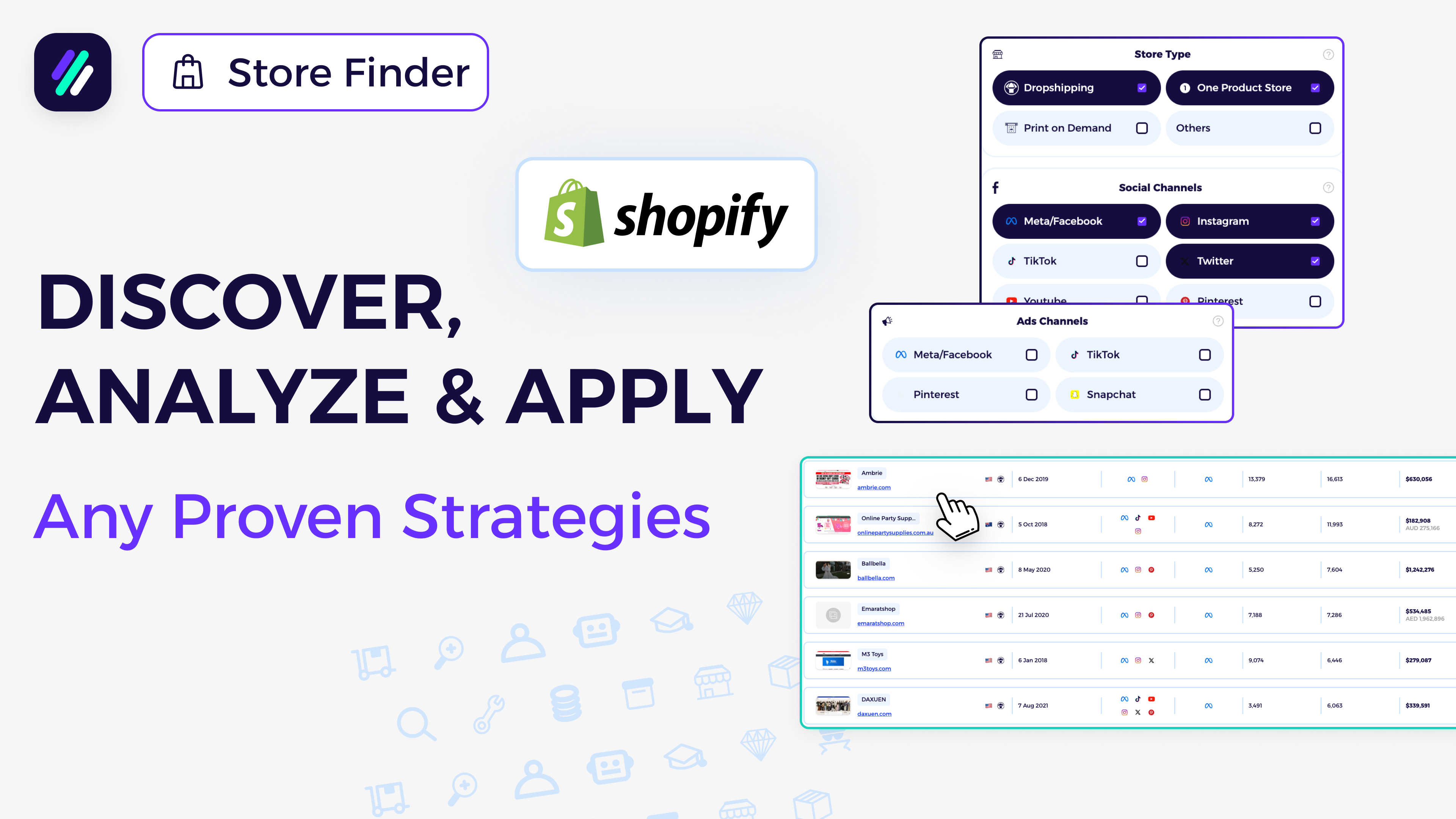 Shopify Store Finder: Discover Shopify Stores and Analyze Thire Strategies and Top Selling Products