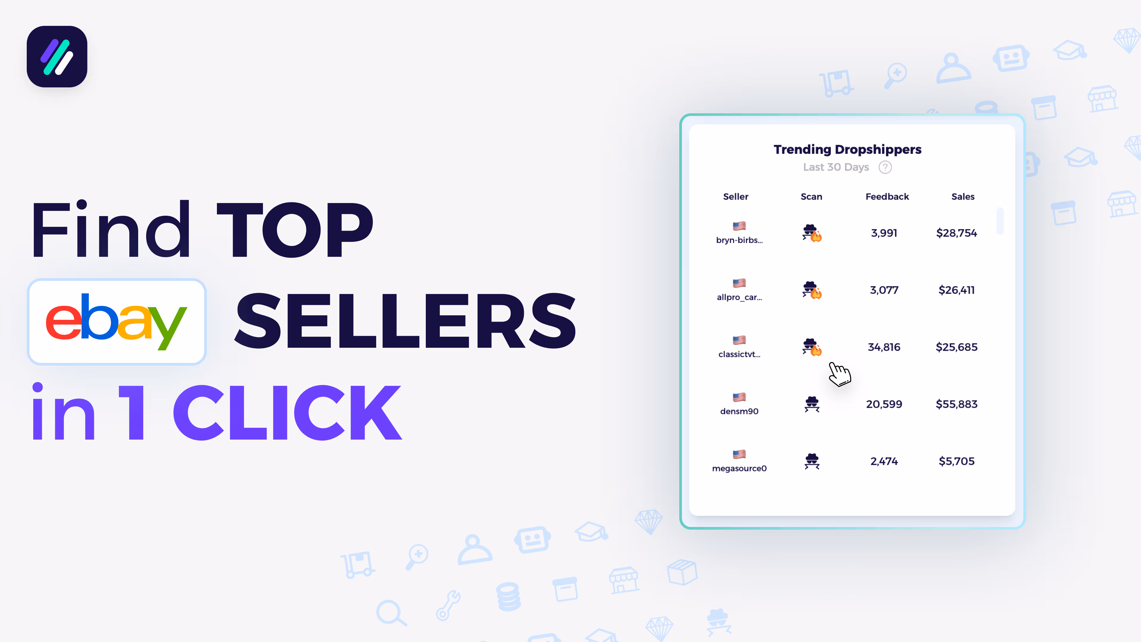 Find the top eBay Sellers in just 1 click | Fast Competitor Research