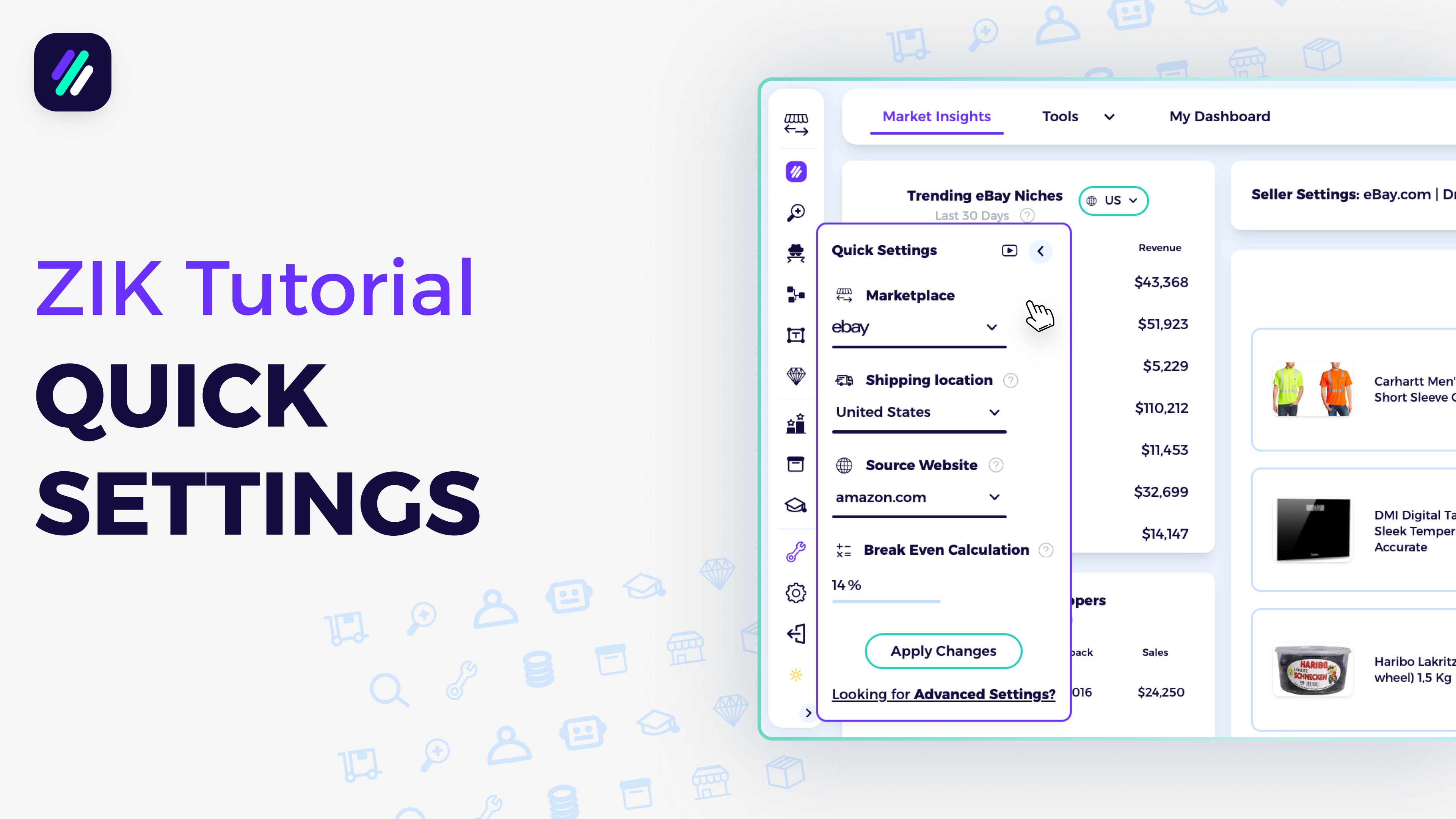Quick settings tutorial