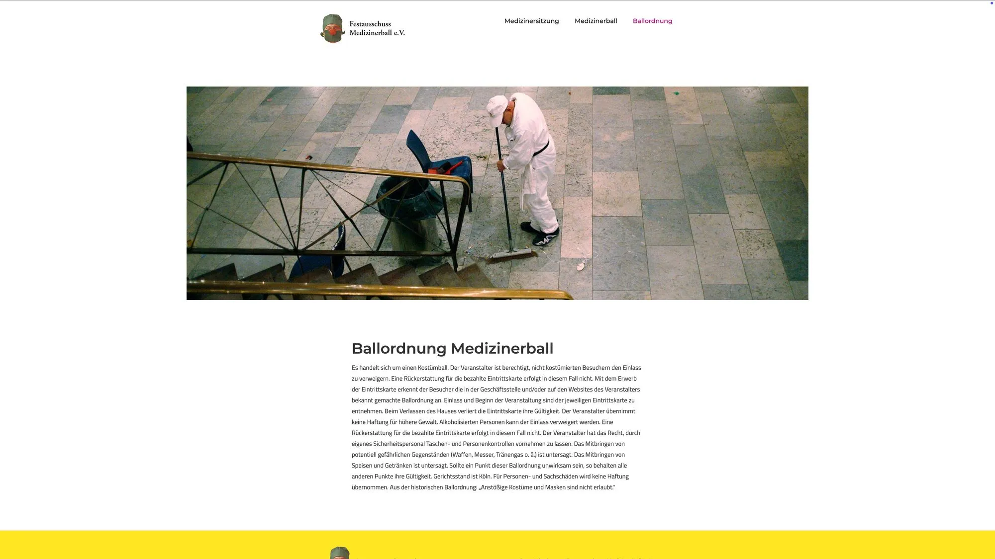A picture of the website of "Festausschuss Medizinerball"