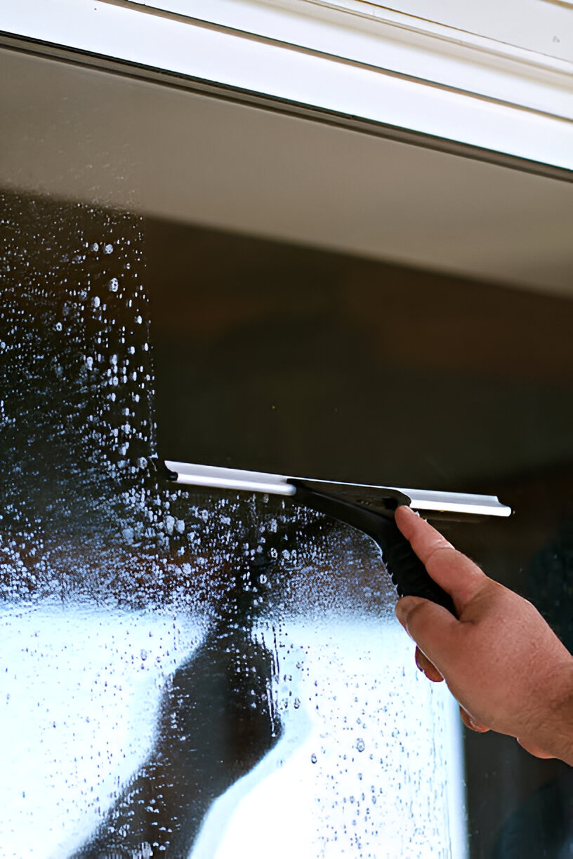 A mane clean a window