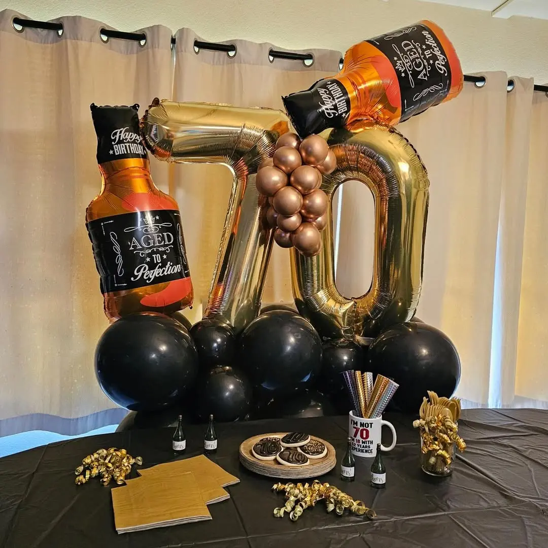 70th birthday balloon installation