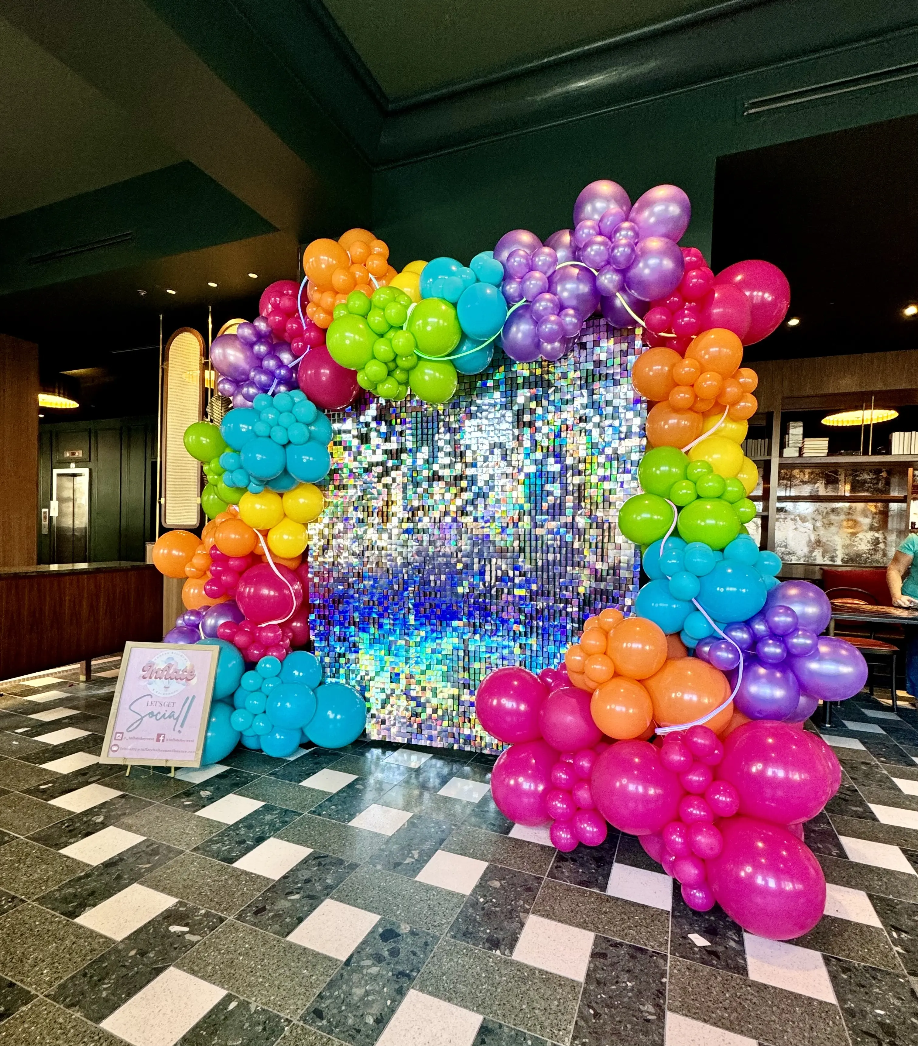 Custom colorful and creative backdrop with balloon arrangement