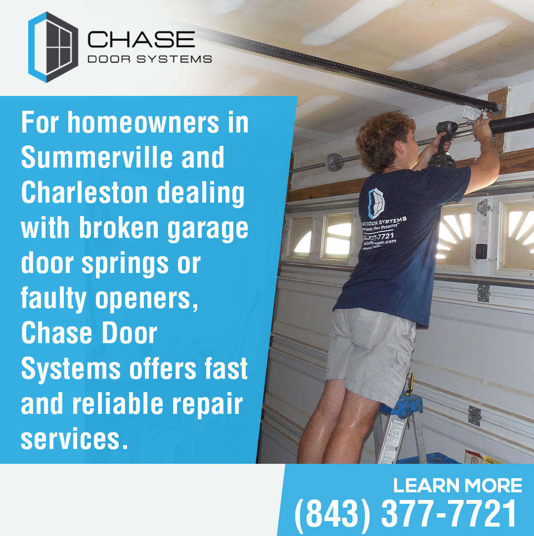 Chase Door Systems offers fast and reliable garage door repair services in Summerville and Charleston.