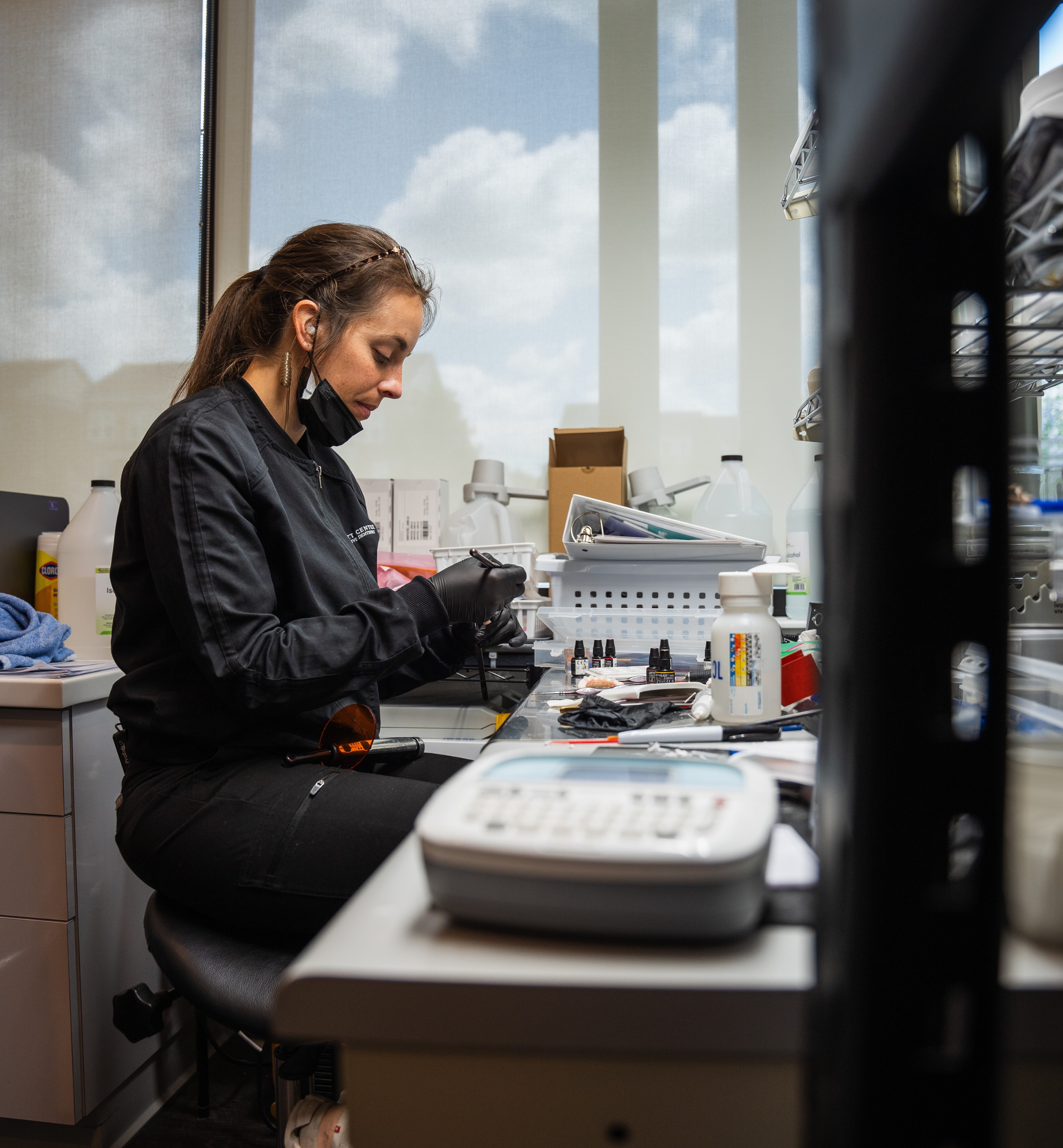 closeup of woman smiling with implants