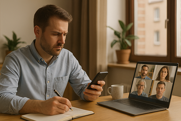 Person multitasking during a videoconference