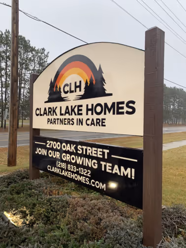 Studio Signs Co. custom Clark Lake Homes sign