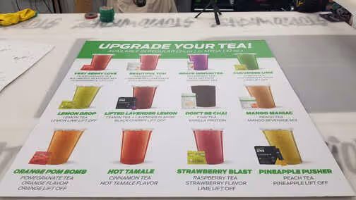 Studio Signs Co. custom smoothie menu sign