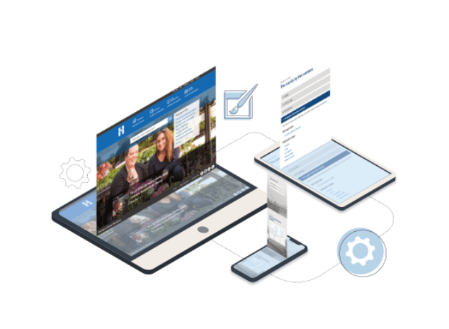 holographic depiction of screens hovering over electronic dvices