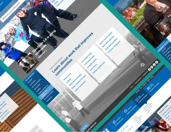 a collage of webpage screenshots from the Hennepin website