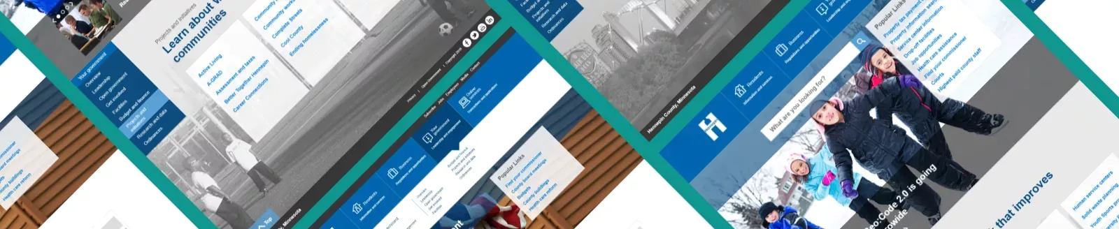 a collage of webpage screenshots of the Hennepin website