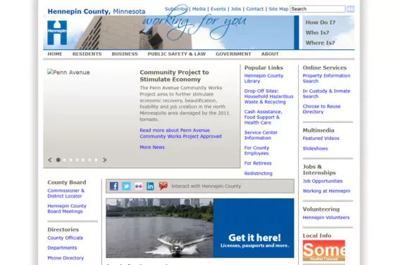 screenshot of Hennepin County website