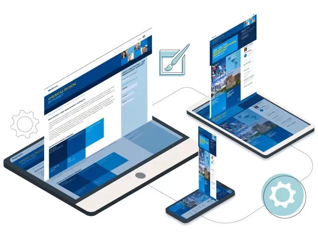 holographic depiction of screens hovering over electronic dvices