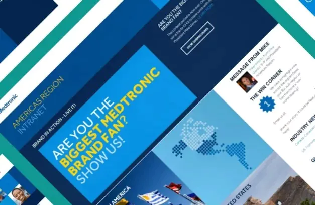 a collage of webpage screenshots of the Medtronic website