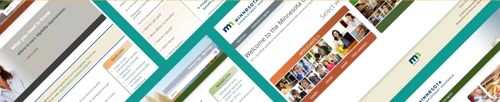 a collage of webpage screenshots of the MN DEED website