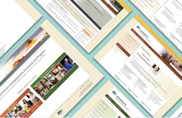 a collage of webpage screenshots of the MN DEED website