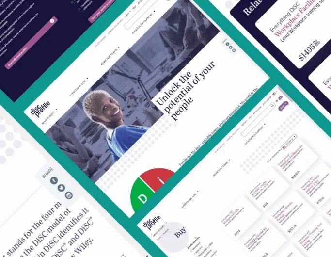 a collage of screenshots of the Disc Profile site