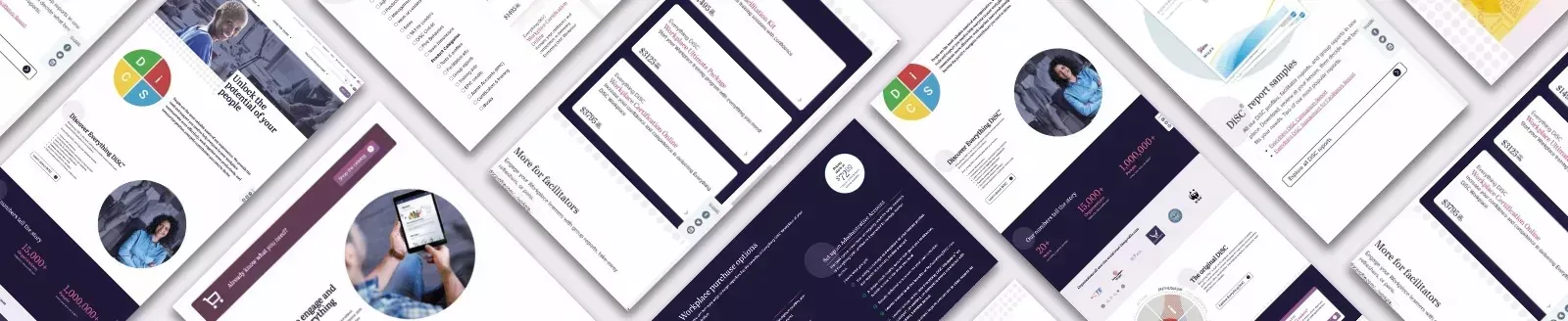 A collage of different images from the DiscProfile website.