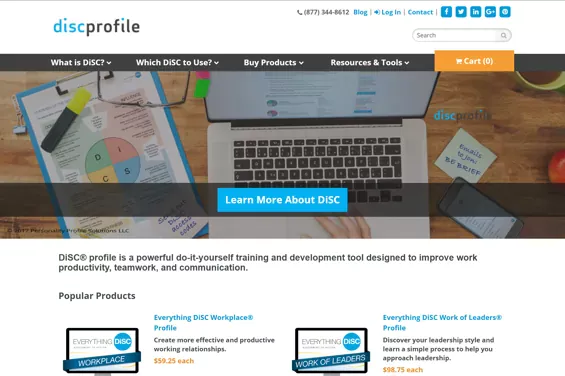 screenshot of webpage on Disc Profile site