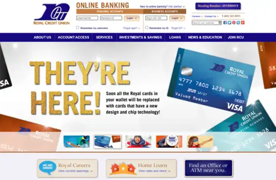 screenshot of Royal Credit Union site