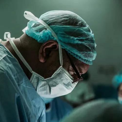 head shot of surgeon with face mask