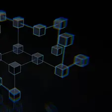 3d model of boxes connected with lines