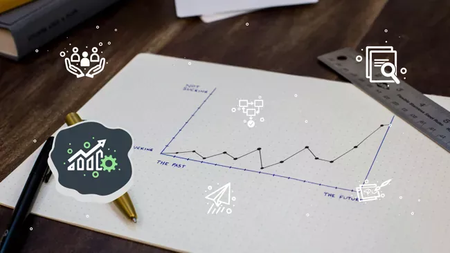 paper with graph going up on it