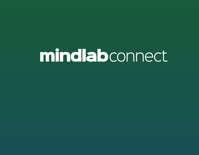 MindLab Connect logo with white text on a green gradient background.