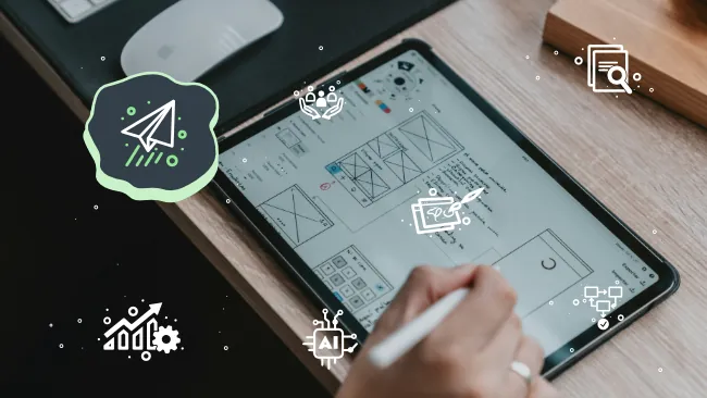 person drawing designs on tablet