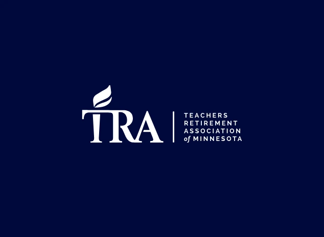Teachers Retirement Association of Minnesota logo with TRA initials and a stylized torch.